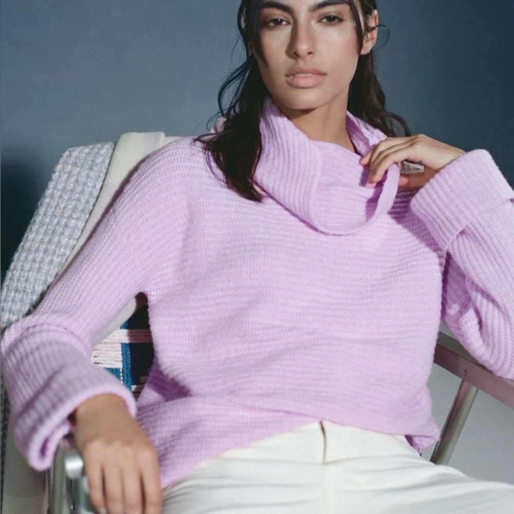 Anthropologie Pilcro Cowl Neck Sweater Pink Lilac Size S NWT Cozy Oversized